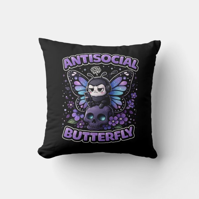 Antisocial Butterfly Cushion (Front)