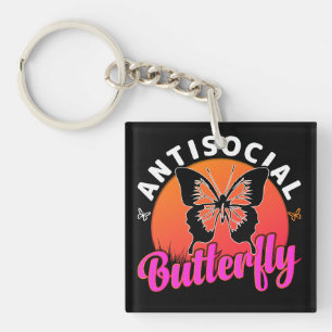 antisocial butterfly design vector illustration key ring