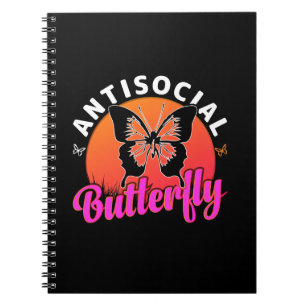 antisocial butterfly design vector illustration notebook