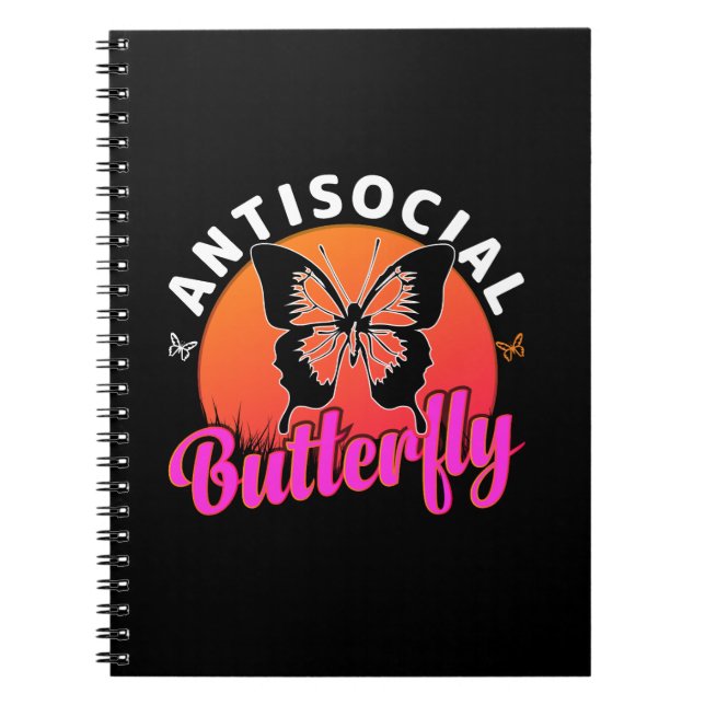 antisocial butterfly design vector illustration notebook (Front)