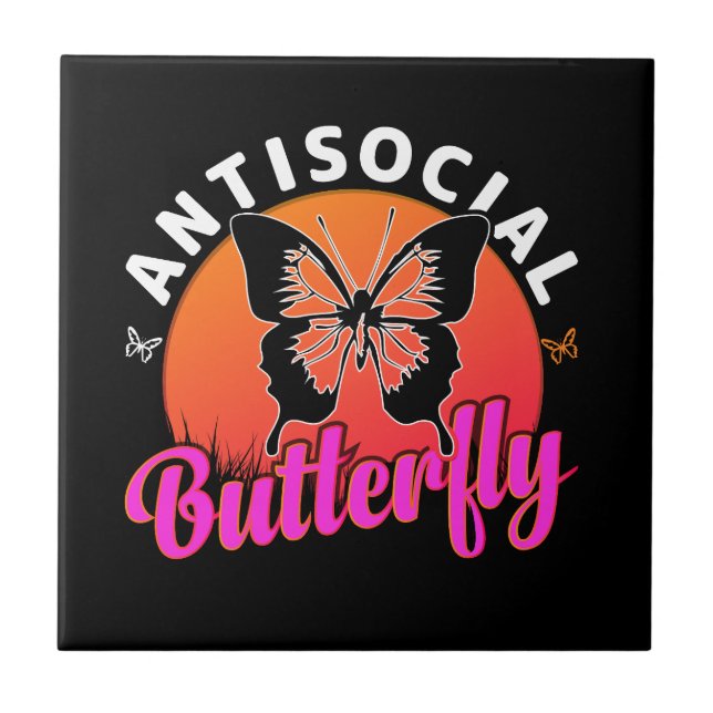 antisocial butterfly design vector illustration tile (Front)