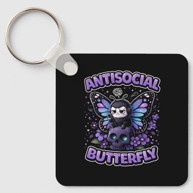 Antisocial Butterfly Key Ring (Front)