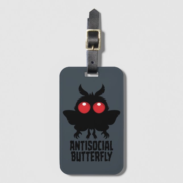 Antisocial Butterfly Mothman Cryptid Luggage Tag (Front Vertical)