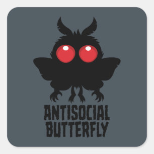 Antisocial Butterfly Mothman Cryptid Square Sticker
