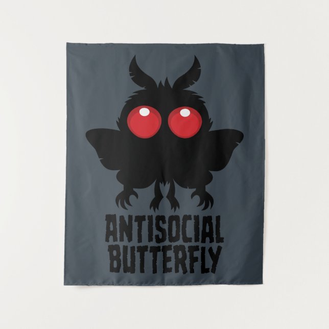 Antisocial Butterfly Mothman Cryptid Tapestry (Front)