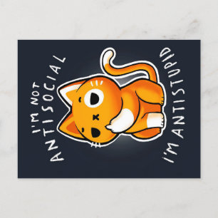 Antisocial Cute Cat Gift Cat For Birthday Announcement Postcard