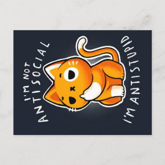 Antisocial Cute Cat Gift| Cat For Birthday  Announcement Postcard
