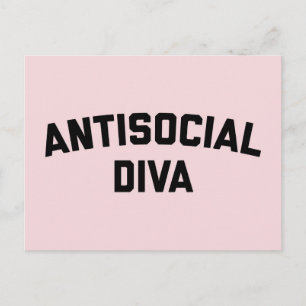 Antisocial Diva Funny Quote Postcard