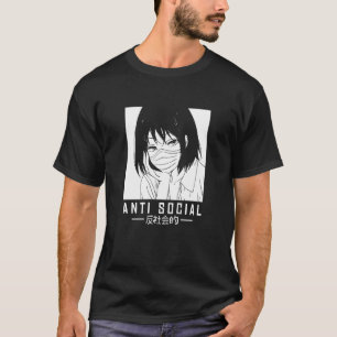 Antisocial Japanese Girl Illustration With Face Ma T-Shirt