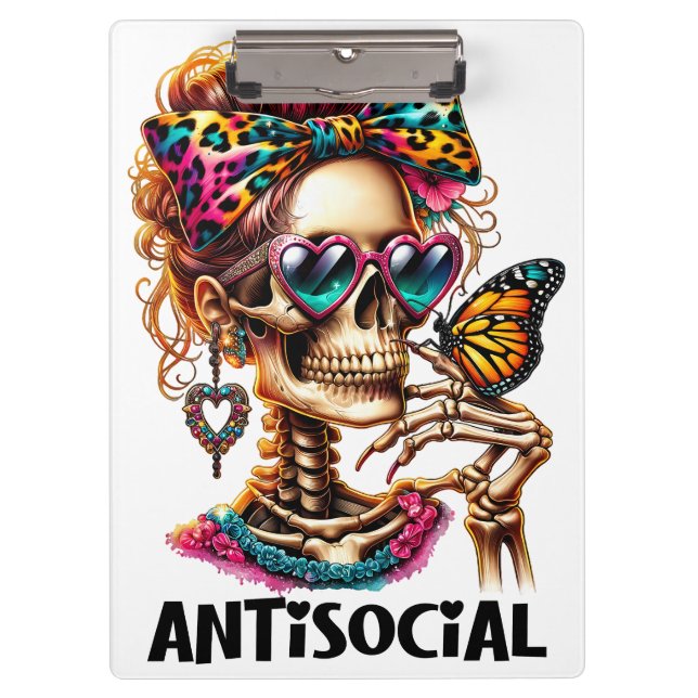 Antisocial Skeleton Lady Clipboard (Front)