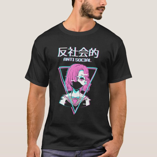 Antisocial Vaporwave Anime Japanese Indie Alt Aest T-Shirt (Front)