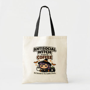 Antisocial Witch Coffee Halloween Tote Bag