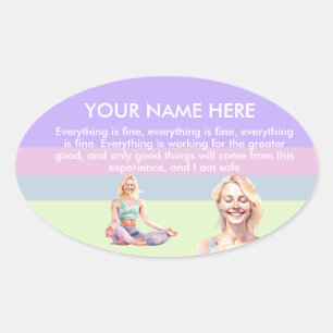 ANTISTRESS CALM SIP CALM PASTEL YOGA ZEN OVAL STICKER