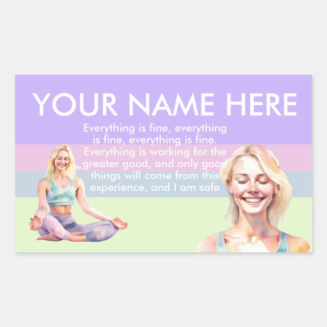 ANTISTRESS CALM SIP CALM PASTEL YOGA ZEN RECTANGULAR STICKER (Front)