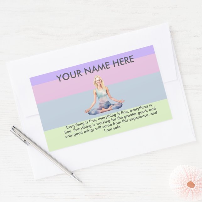 ANTISTRESS CALM YOGA PASTEL ZEN RELAX RECTANGULAR STICKER (Envelope)