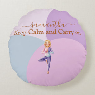 ANTISTRESS KEEP CALM & CARRY ON YOGA RELAX ROUND CUSHION