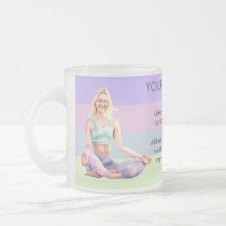 ANTISTRESS RELAX CALM GIRL YOGA CHAKRA FROSTED GLASS COFFEE MUG