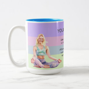 ANTISTRESS RELAX CALM GIRL YOGA CHAKRA Two-Tone COFFEE MUG