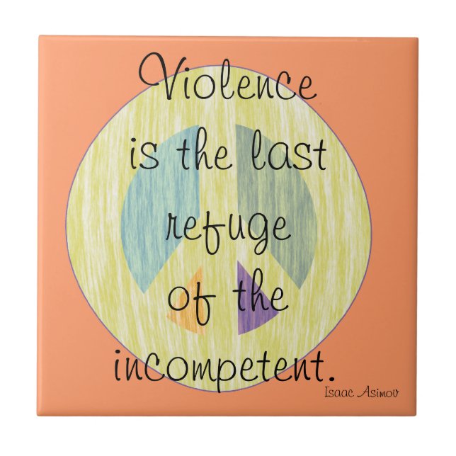 Antiwar Peace Symbol Gift Tile Trivet (Front)