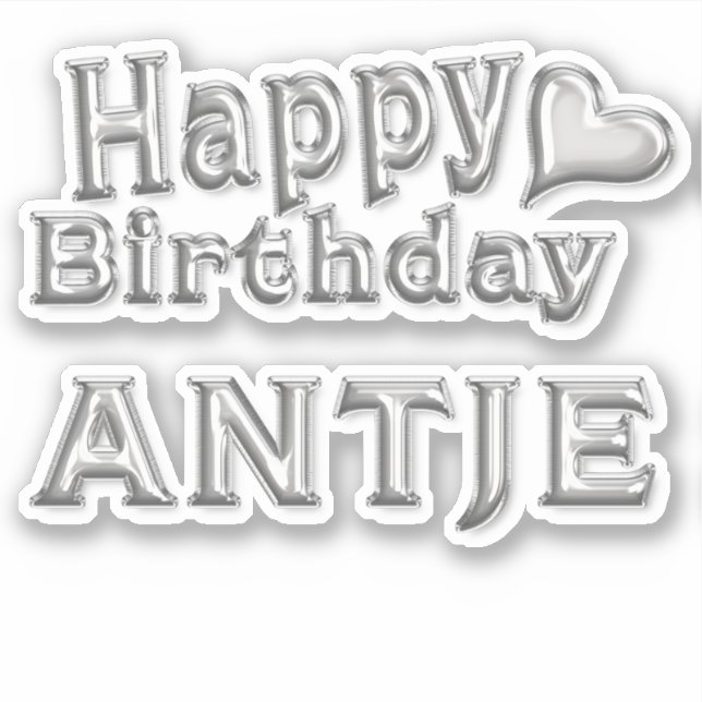 Antje Happy Birthday silver sticker (Front)