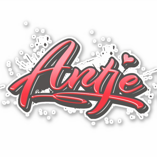 Antje red Heart Graffiti Sticker (Front)