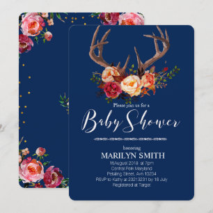 Antler baby shower invitation