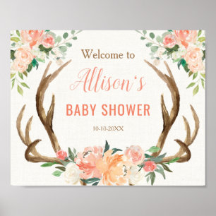 Antler boho rustic baby shower welcome sign