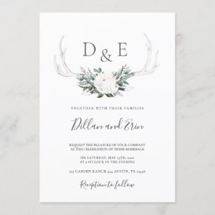 Antler boho wedding invitation