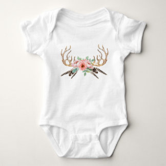 Antler Floral Baby Outfit Baby Bodysuit