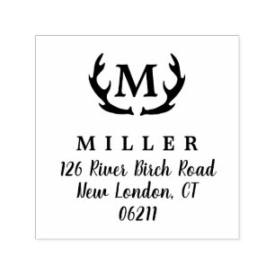 Antler Initial Monogram Custom Address Stamp