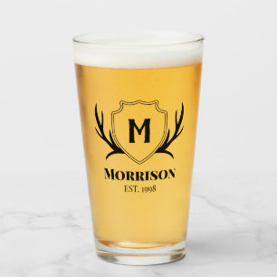 Antler & Shield Rustic Monogram Glass