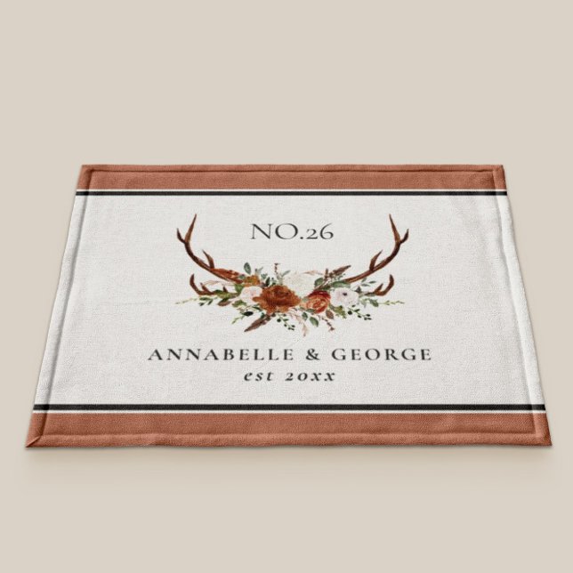 Antler terracotta sage green botanical floral doormat (Creator Uploaded)
