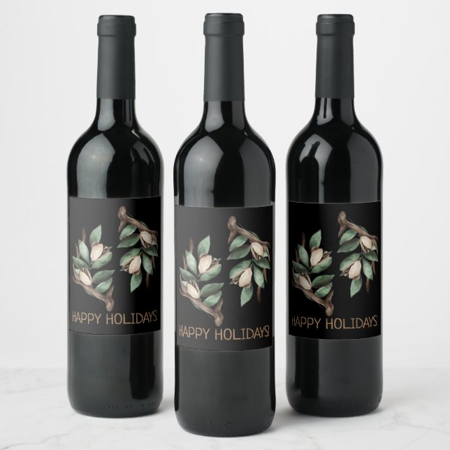 Antler with green branch wine label (Bottles)