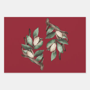Antler with green branch wrapping paper sheet