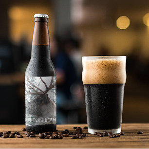 Antlered Caribou Photo Personalised Beer Bottle Label