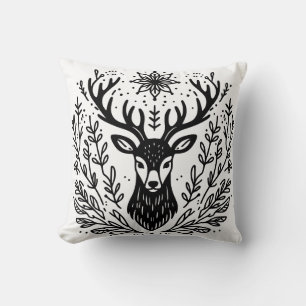 Antlered Deer Botanical Art Cushion