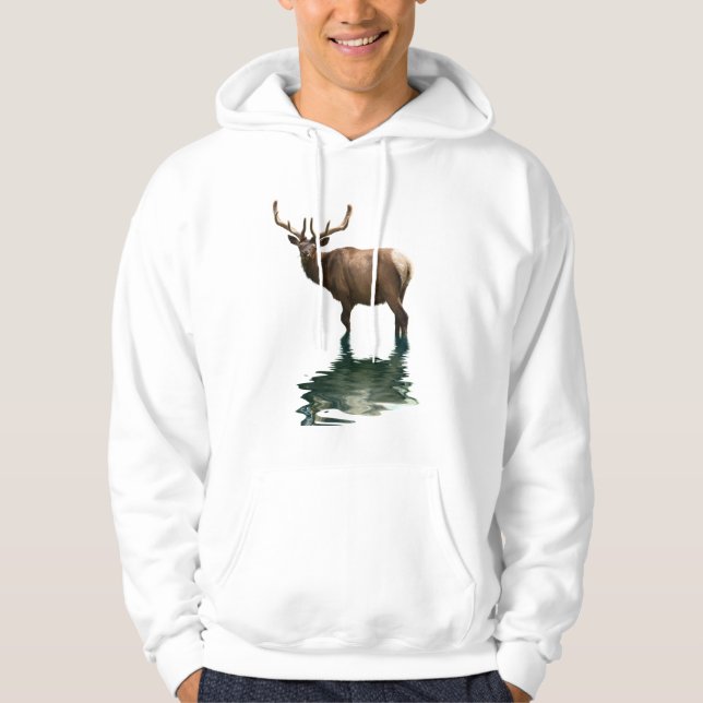 Antlered Wapiti Elk Wildlife Supporter Art Hoodie (Front)