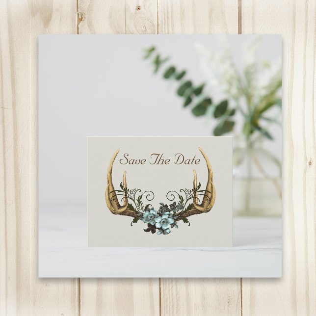 Antlers and Roses Save the Date Postcard (Creator Uploaded)