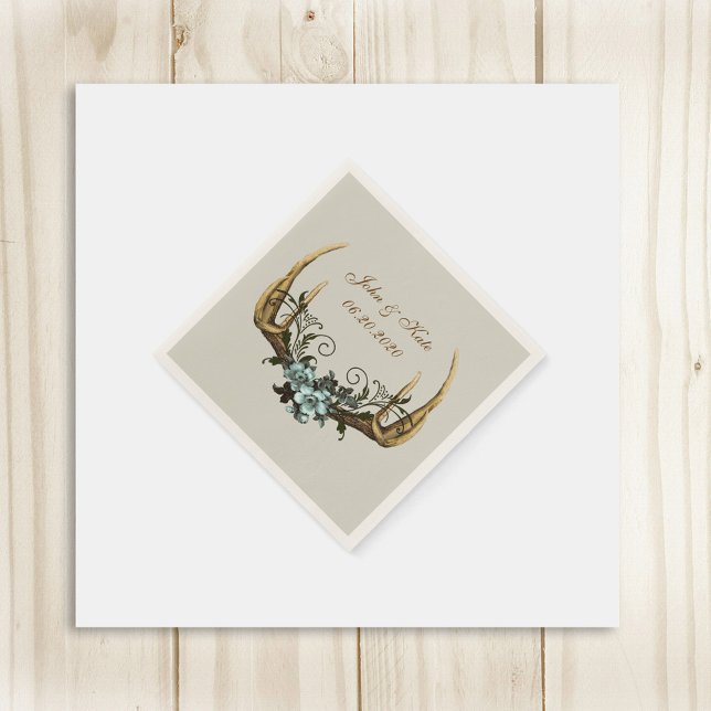 Antlers and Roses Wedding Napkins (Creator Uploaded)