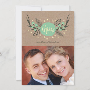 Antlers, Berries and Pine Holiday Photo Card