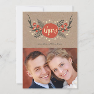 Antlers, Berries and Pine Holiday Photo Card