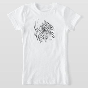 Antlers Black White Abstract Tribal Tattoo Art T-Shirt