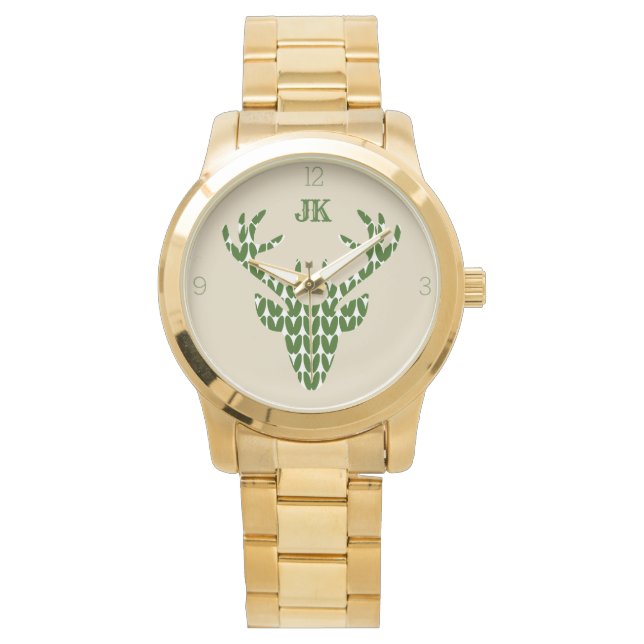 Antlers Deer Hunter Xmas Personalised Initials Watch (Front)