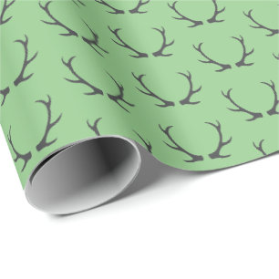 Antlers Gift Wrap Wrapping Paper Green
