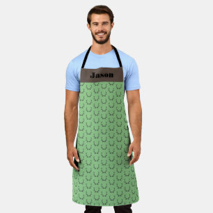 Antlers Green Personalised Men Apron Hunter Gift