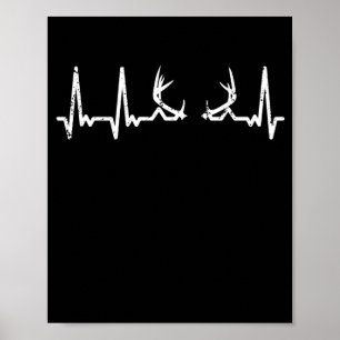 Antlers heartbeat deer hunter elk hunting reindeer poster
