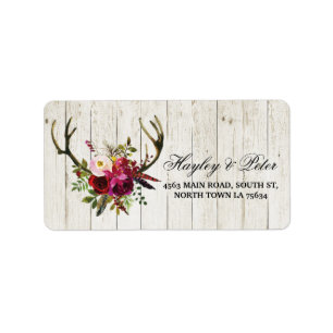 Antlers Rustic Address Labels Stickers Wedding