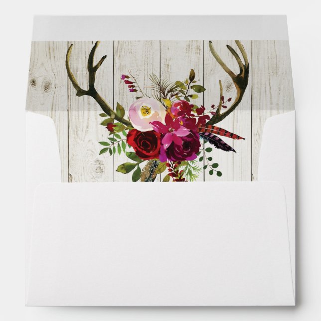 Antlers Rustic Wedding Invitation Envelopes (Back (Bottom))