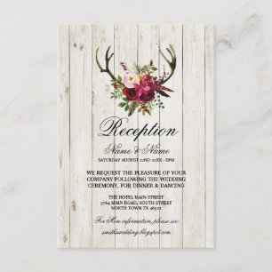 Antlers Rustic Wedding Reception Cards Wood