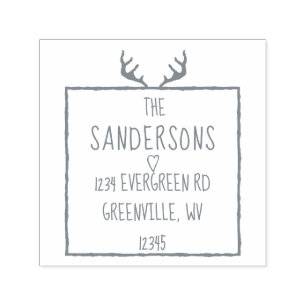 Antlers Rustic Woodland Calm Forest Return Address Self-inking Stamp